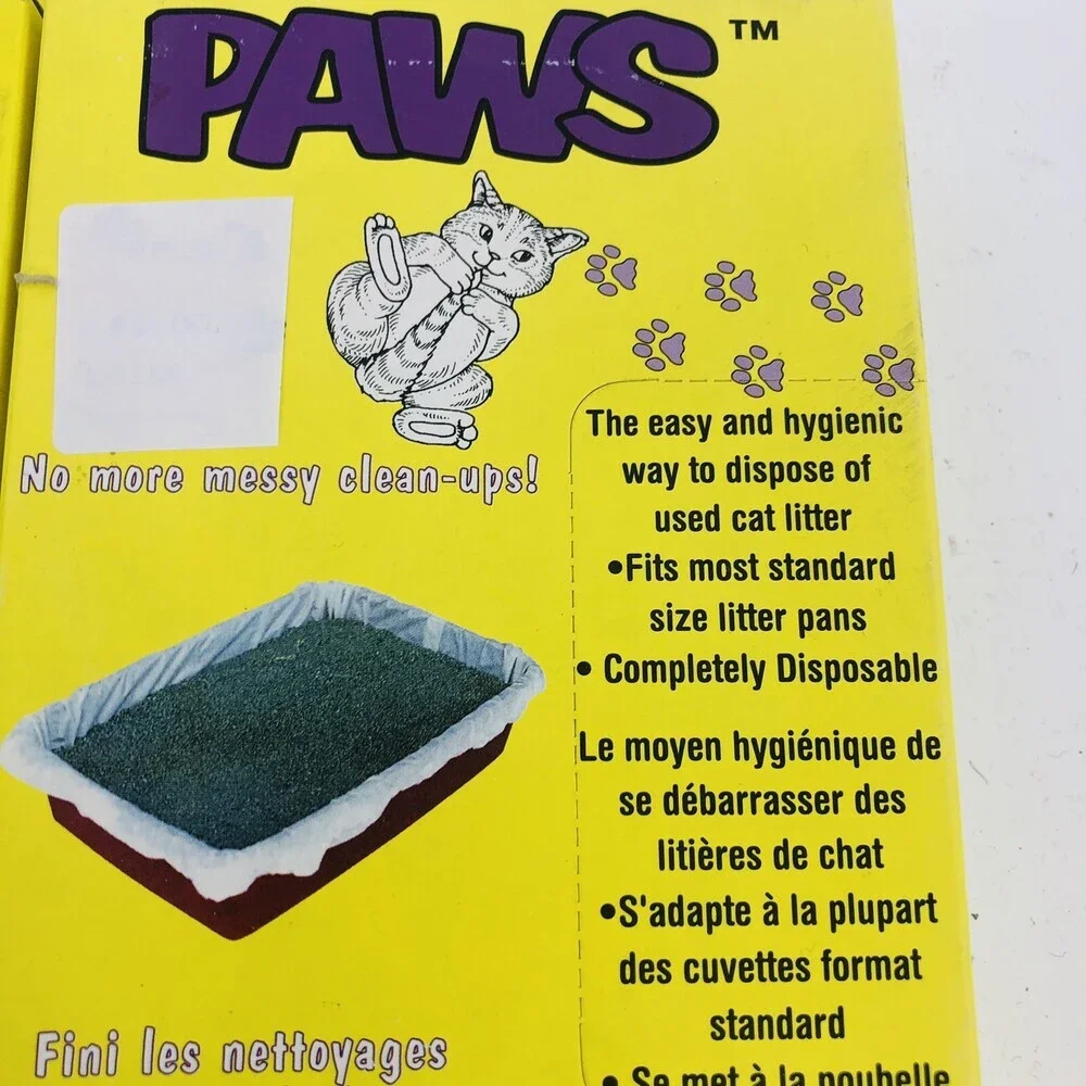 2 Pack PAWS Cat Litter Liner Bags 10 Ct. Each Medium Size Disposable ES 80786